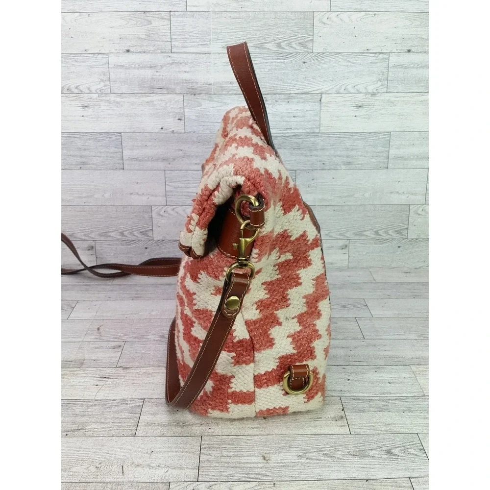Patricia Nash Woven Casoli Convertible Shoulder Backpack Leather Carpet Bag